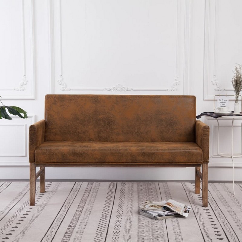 Acquista Panca con Braccioli 140 cm Marrone in Similpelle Scamosciata con riferimento GHV-281338 della ditta GARDENHOME