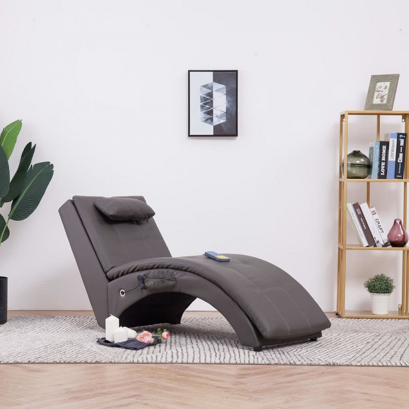 Acquista Sdraio Massaggiante con Cuscino Grigia in Similpelle con riferimento GHV-281348 della ditta GARDENHOME