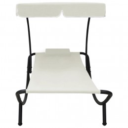 Acquista Lettino Prendisole con Baldacchino e Cuscini Bianco Crema con riferimento GHV-48077 della ditta GARDENHOME