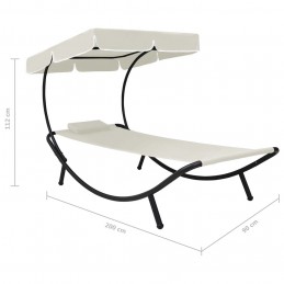 Acquista Lettino Prendisole con Baldacchino e Cuscini Bianco Crema con riferimento GHV-48077 della ditta GARDENHOME