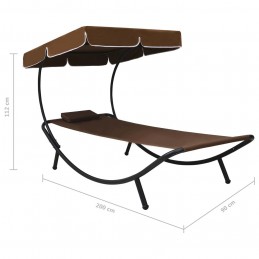 Acquista Lettino Prendisole con Baldacchino e Cuscino Marrone con riferimento GHV-48078 della ditta GARDENHOME