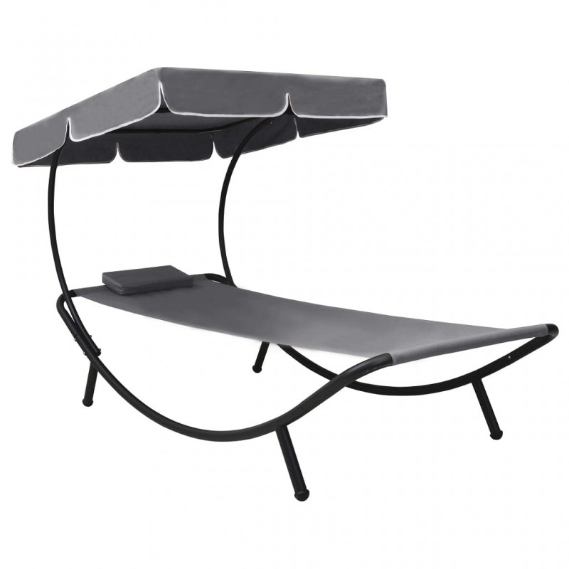 Acquista Lettino Prendisole con Baldacchino e Cuscino Grigio con riferimento GHV-48079 della ditta GARDENHOME