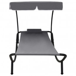 Acquista Lettino Prendisole con Baldacchino e Cuscino Grigio con riferimento GHV-48079 della ditta GARDENHOME