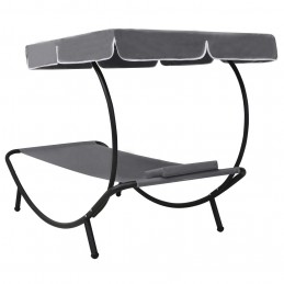 Acquista Lettino Prendisole con Baldacchino e Cuscino Grigio con riferimento GHV-48079 della ditta GARDENHOME