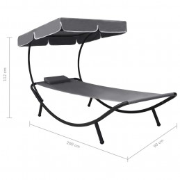 Acquista Lettino Prendisole con Baldacchino e Cuscino Grigio con riferimento GHV-48079 della ditta GARDENHOME