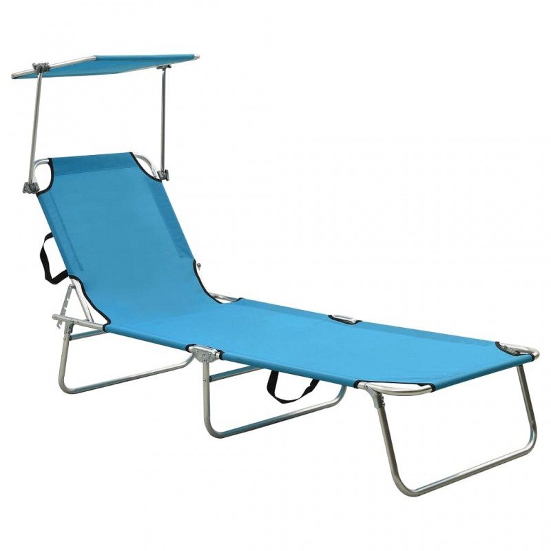 Acquista Lettino Pieghevole con Baldacchino in Acciaio Turchese e Blu con riferimento GHV-310326 della ditta GARDENHOME