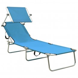 Acquista Lettino Pieghevole con Baldacchino in Acciaio Turchese e Blu con riferimento GHV-310326 della ditta GARDENHOME