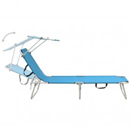 Acquista Lettino Pieghevole con Baldacchino in Acciaio Turchese e Blu con riferimento GHV-310326 della ditta GARDENHOME