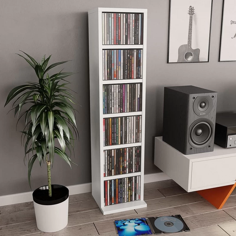 Acquista Mobile Porta CD Bianco 21x20x88 cm in Legno Multistrato con riferimento GHV-800351 della ditta GARDENHOME