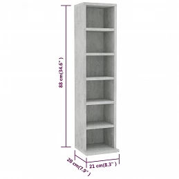 Acquista Mobile Porta CD Grigio Cemento 21x20x88 cm in Legno Multistrato con riferimento GHV-800355 della ditta GARDENHOME