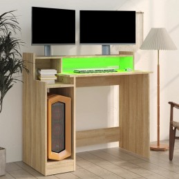 Acquista Scrivania Luci LED Rovere Sonoma 97x90x45 cm Legno Multistrato con riferimento GHV-805555 della ditta GARDENHOME