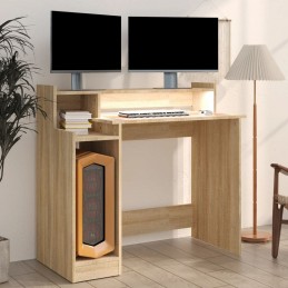 Acquista Scrivania Luci LED Rovere Sonoma 97x90x45 cm Legno Multistrato con riferimento GHV-805555 della ditta GARDENHOME