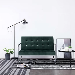 Acquista Divano a 2 Posti con Braccioli Verde Scuro Cromato e Velluto con riferimento GHV-282164 della ditta GARDENHOME