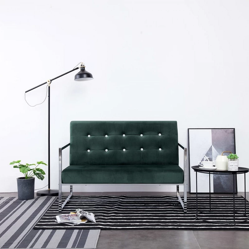 Acquista Divano a 2 Posti con Braccioli Verde Scuro Cromato e Velluto con riferimento GHV-282164 della ditta GARDENHOME