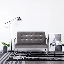 Acquista Divano a 2 Posti con Braccioli Grigio Scuro Cromato e Velluto con riferimento GHV-282165 della ditta GARDENHOME