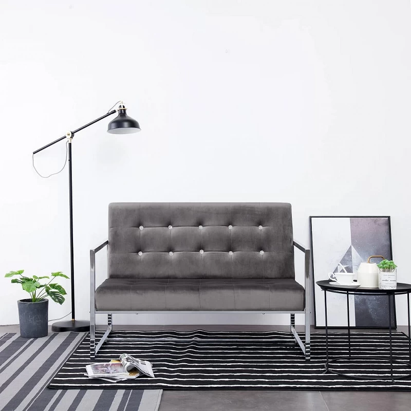 Acquista Divano a 2 Posti con Braccioli Grigio Scuro Cromato e Velluto con riferimento GHV-282165 della ditta GARDENHOME