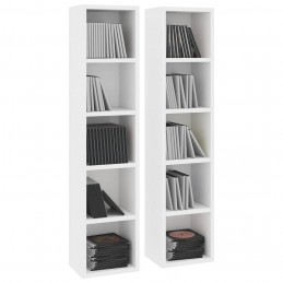 Acquista Scaffali Porta CD 2 pz Bianchi 21x16x93,5 cm Legno Multistrato con riferimento GHV-802696 della ditta GARDENHOME