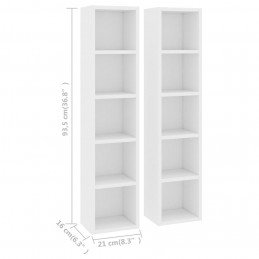 Acquista Scaffali Porta CD 2 pz Bianchi 21x16x93,5 cm Legno Multistrato con riferimento GHV-802696 della ditta GARDENHOME