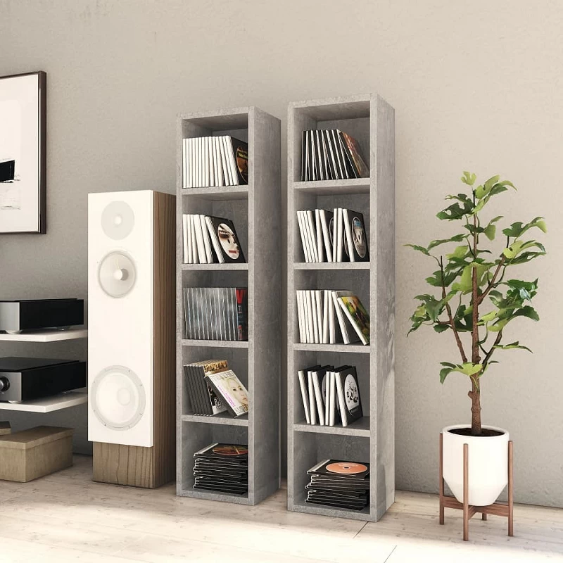 Acquista Scaffali Porta CD 2pz Grigio Cemento 21x16x93,5cm in Truciolato con riferimento GHV-802700 della ditta GARDENHOME