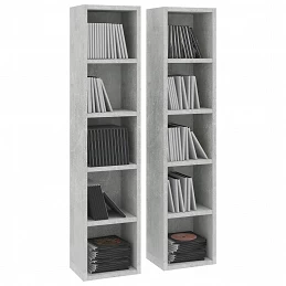 Acquista Scaffali Porta CD 2pz Grigio Cemento 21x16x93,5cm in Truciolato con riferimento GHV-802700 della ditta GARDENHOME