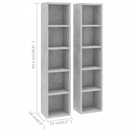 Acquista Scaffali Porta CD 2pz Grigio Cemento 21x16x93,5cm in Truciolato con riferimento GHV-802700 della ditta GARDENHOME