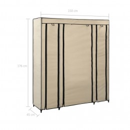 Acquista Armadio con Scomparti e Aste Crema 150x45x176 cm in Tessuto con riferimento GHV-282435 della ditta GARDENHOME