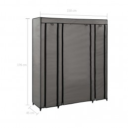 Acquista Armadio con Scomparti e Aste Grigio 150x45x176 cm in Tessuto con riferimento GHV-282436 della ditta GARDENHOME