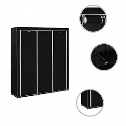 Acquista Armadio con Scomparti e Aste Nero 150x45x175 cm in Tessuto con riferimento GHV-282453 della ditta GARDENHOME