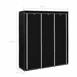 Acquista Armadio con Scomparti e Aste Nero 150x45x175 cm in Tessuto con riferimento GHV-282453 della ditta GARDENHOME