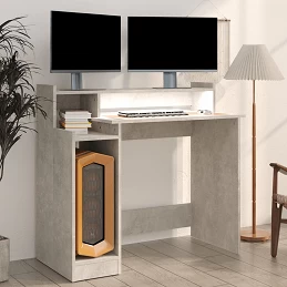 Acquista Scrivania Luci LED Grigio Cemento 97x90x45 cm Legno Multistrato con riferimento GHV-805556 della ditta GARDENHOME