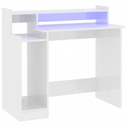 Acquista Scrivania con LED Bianco Lucido 97x45x90cm in Legno Multistrato con riferimento GHV-805558 della ditta GARDENHOME