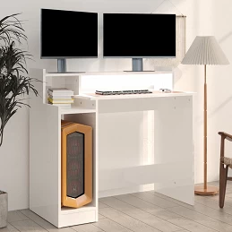 Acquista Scrivania con LED Bianco Lucido 97x45x90cm in Legno Multistrato con riferimento GHV-805558 della ditta GARDENHOME