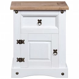 Acquista Comodino in Legno di Pino Messicano Corona Bianco 53x39x67 cm con riferimento GHV-282618 della ditta GARDENHOME