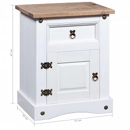 Acquista Comodino in Legno di Pino Messicano Corona Bianco 53x39x67 cm con riferimento GHV-282618 della ditta GARDENHOME