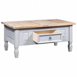 Acquista Tavolino Caffé Pino Messicano Corona Range Grigio 100x60x45cm con riferimento GHV-282625 della ditta GARDENHOME