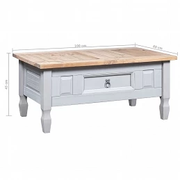Acquista Tavolino Caffé Pino Messicano Corona Range Grigio 100x60x45cm con riferimento GHV-282625 della ditta GARDENHOME
