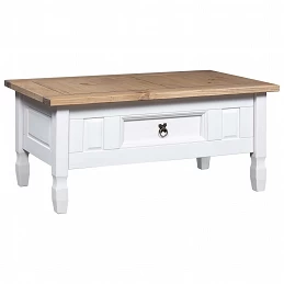 Acquista Tavolino Caffé Pino Messicano Corona Range Bianco 100x60x45cm con riferimento GHV-282626 della ditta GARDENHOME