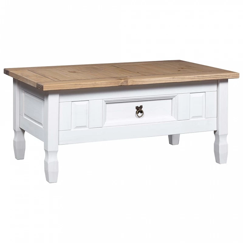 Acquista Tavolino Caffé Pino Messicano Corona Range Bianco 100x60x45cm con riferimento GHV-282626 della ditta GARDENHOME