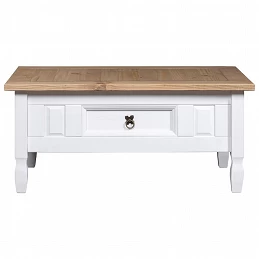 Acquista Tavolino Caffé Pino Messicano Corona Range Bianco 100x60x45cm con riferimento GHV-282626 della ditta GARDENHOME