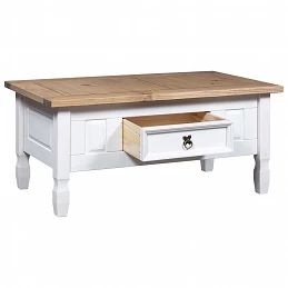 Acquista Tavolino Caffé Pino Messicano Corona Range Bianco 100x60x45cm con riferimento GHV-282626 della ditta GARDENHOME