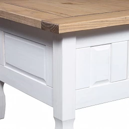 Acquista Tavolino Caffé Pino Messicano Corona Range Bianco 100x60x45cm con riferimento GHV-282626 della ditta GARDENHOME