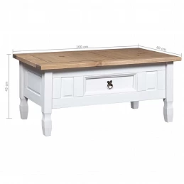 Acquista Tavolino Caffé Pino Messicano Corona Range Bianco 100x60x45cm con riferimento GHV-282626 della ditta GARDENHOME