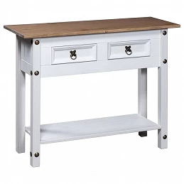 Acquista Tavolo Console in Pino Messicano Corona Bianco 90x34,5x73 cm con riferimento GHV-282646 della ditta GARDENHOME
