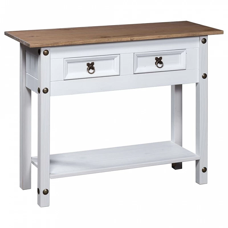 Acquista Tavolo Console in Pino Messicano Corona Bianco 90x34,5x73 cm con riferimento GHV-282646 della ditta GARDENHOME