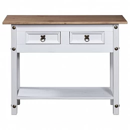 Acquista Tavolo Console in Pino Messicano Corona Bianco 90x34,5x73 cm con riferimento GHV-282646 della ditta GARDENHOME