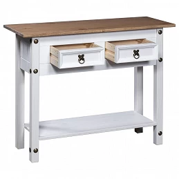Acquista Tavolo Console in Pino Messicano Corona Bianco 90x34,5x73 cm con riferimento GHV-282646 della ditta GARDENHOME