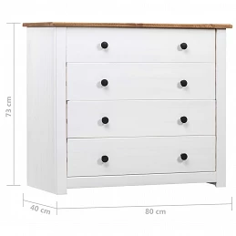 Acquista Armadietto Bianco 80x40x73 cm in Legno di Pino Modello Panama con riferimento GHV-282660 della ditta GARDENHOME