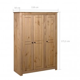 Acquista Armadio a 3 Ante 118x50x171,5cm Legno di Pino Panama Range con riferimento GHV-282661 della ditta GARDENHOME