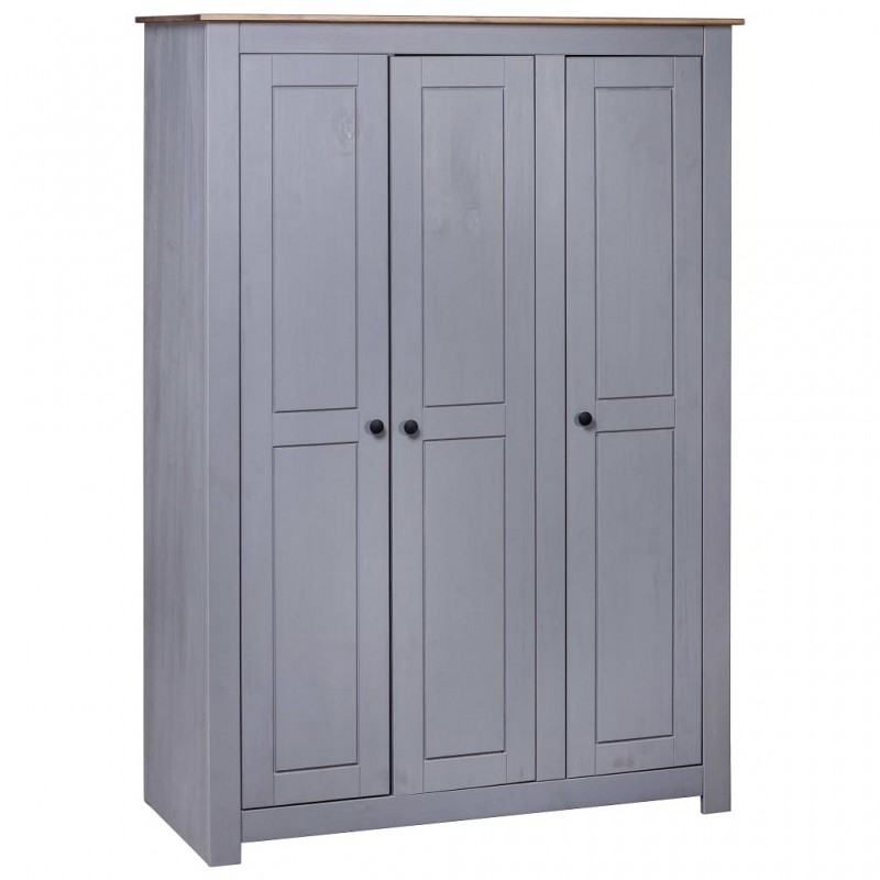 Acquista Armadio a 3 Ante Grigio 118x50x171,5cm in Pino Panama Range con riferimento GHV-282662 della ditta GARDENHOME