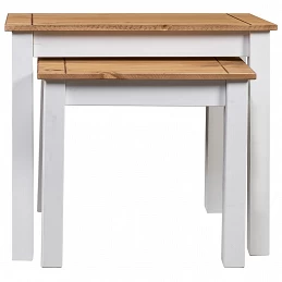 Acquista Tavolini Impilabili 2 pz Bianchi Massello di Pino Panama Range con riferimento GHV-282678 della ditta GARDENHOME